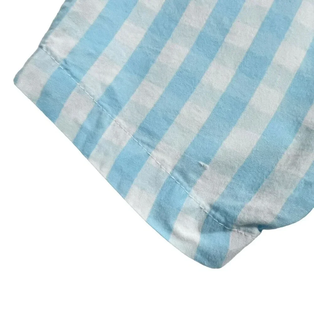 Carter's NB Newborn Light Blue Gingham Plaid Romper